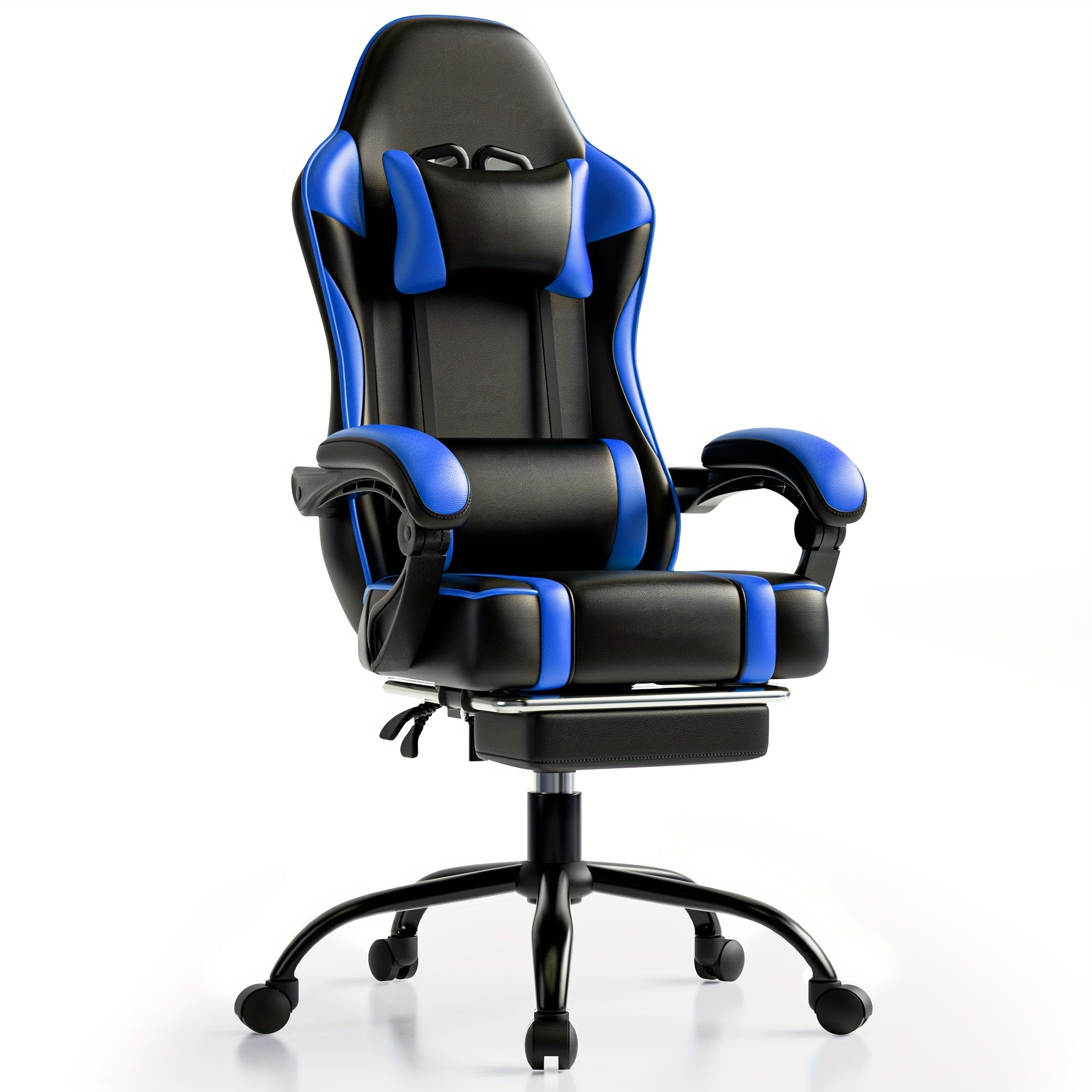 Ultimate Comfort Gaming Chair - Ergonomic Design, Reclining Function, Lumbar Support, PU Leather, Footrest, and Adjustable Armrests for Heavy Adults - Purple, Blue, and Orange Colors Available