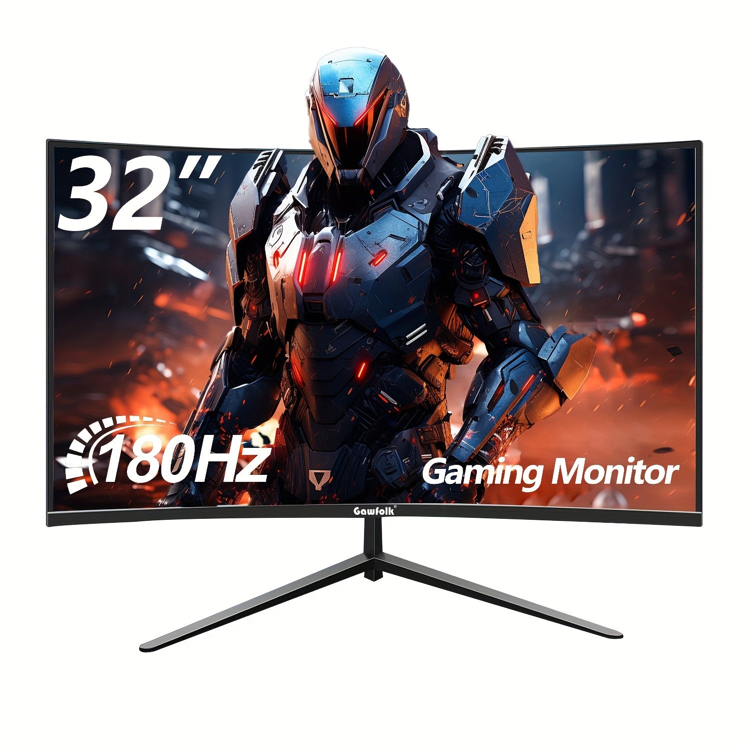 Gawfolk 32-Inch Curved Gaming Monitor 180Hz FHD 1080P, Frameless 1500R PC Computer Screen with VESA Mount, Immersive Wide-Angle View for Gaming & Multimedia, Sleek Frameless Design, High Resolution Screen