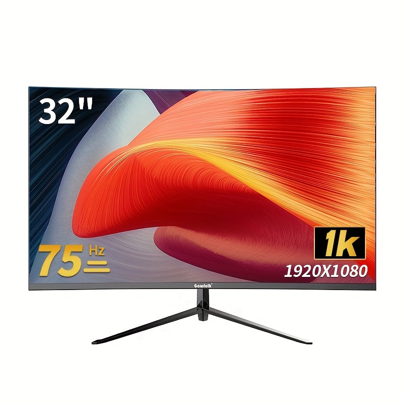 [1pc 81.28cm Curved Gaming Monitor] 1pc GAWFOLK 81.28cm Curved LCD Monitor, Full HD 1080P, 2560x1440 Resolution, 75/165Hz, NTSC Color Gamut, USB Powered, VESA Mount Compatible, 1500R Curvature, PC Gaming Display
