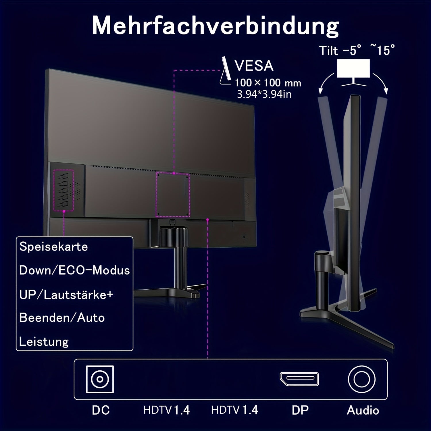 Grebear 24-Inch Gaming Monitor with 165/144Hz Refresh Rate - FHD 1080P IPS Screen, 1Ms (GTG), Perfect for Home Office Use, 100% Srgb, HDR, DP, Built-In Speakers, Tiltable, VESA Compatible.