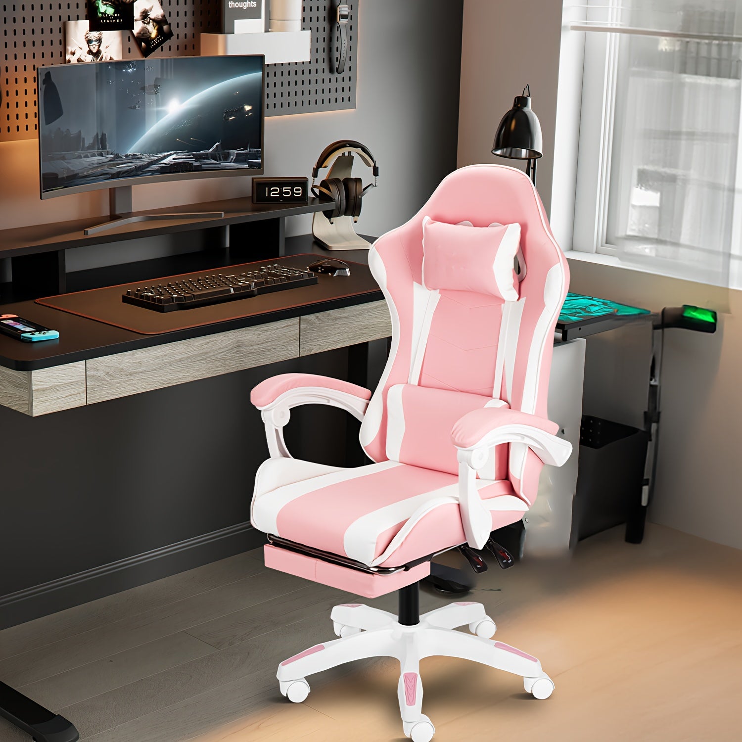 Ergonomic Gaming Chair Designed for Adults And Teens, Featuring a Racing Style Suitable for Office Use And Equipped with Lumbar Support.