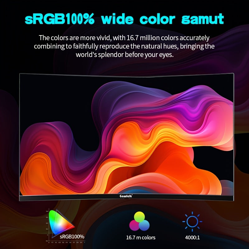 Gawfolk 32-Inch Curved Gaming Monitor 180Hz FHD 1080P, Frameless 1500R PC Computer Screen with VESA Mount, Immersive Wide-Angle View for Gaming & Multimedia, Sleek Frameless Design, High Resolution Screen