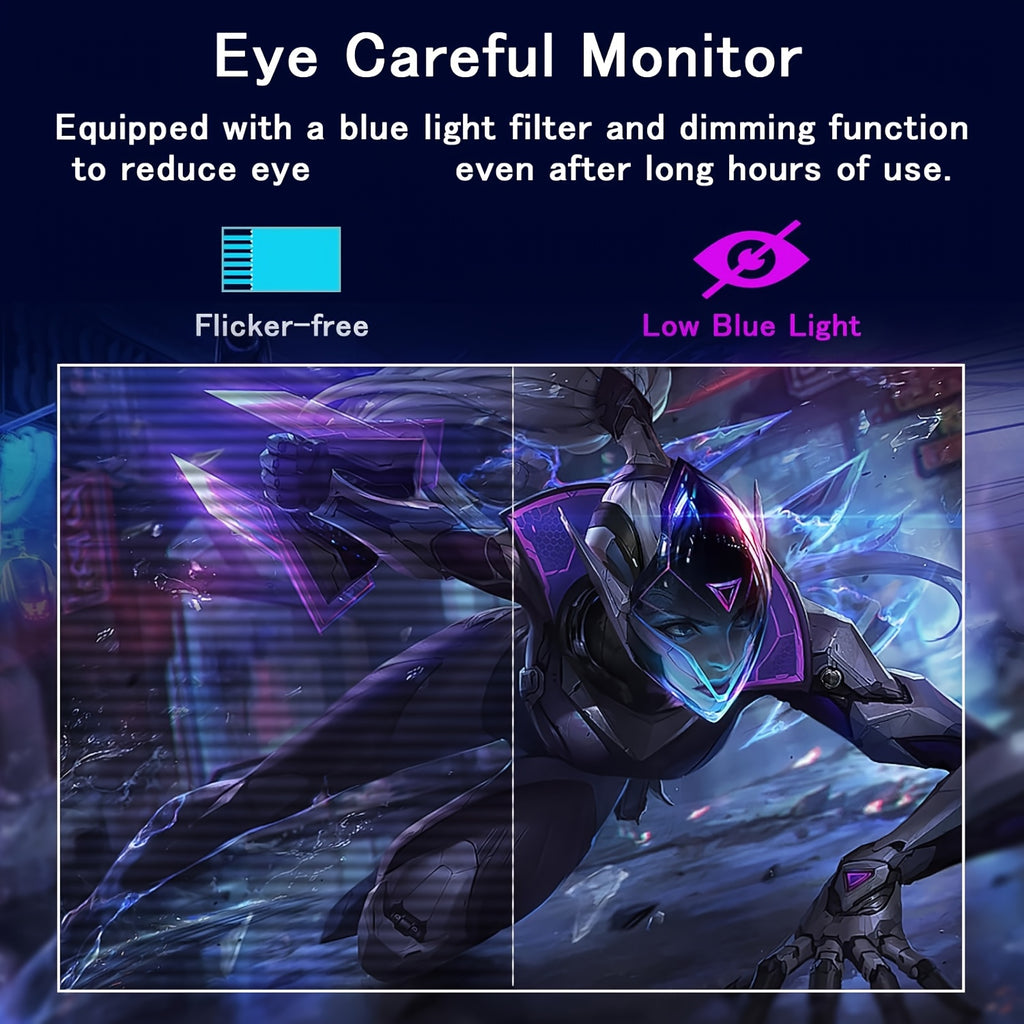 Grebear 24-Inch Gaming Monitor with 165/144Hz Refresh Rate - FHD 1080P IPS Screen, 1Ms (GTG), Perfect for Home Office Use, 100% Srgb, HDR, DP, Built-In Speakers, Tiltable, VESA Compatible.