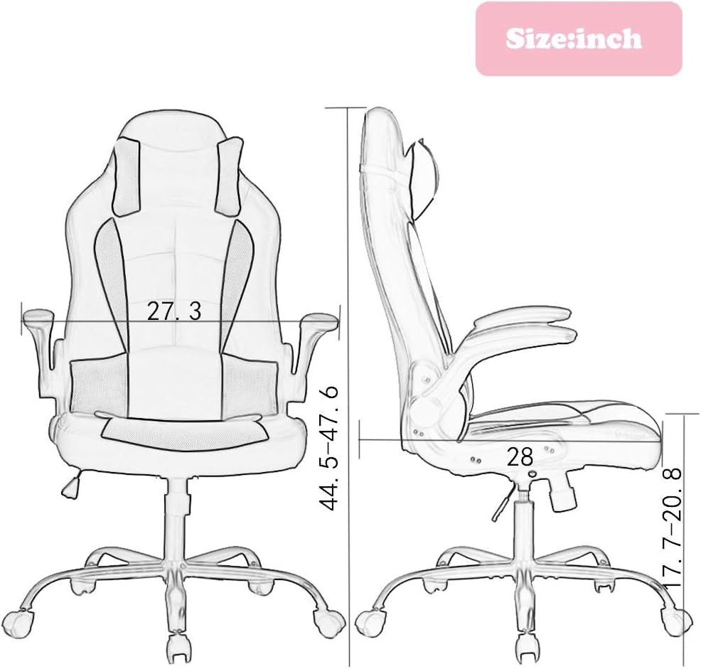 Pink Gaming Chair Ergonomic With Lumbar Support For Comfort