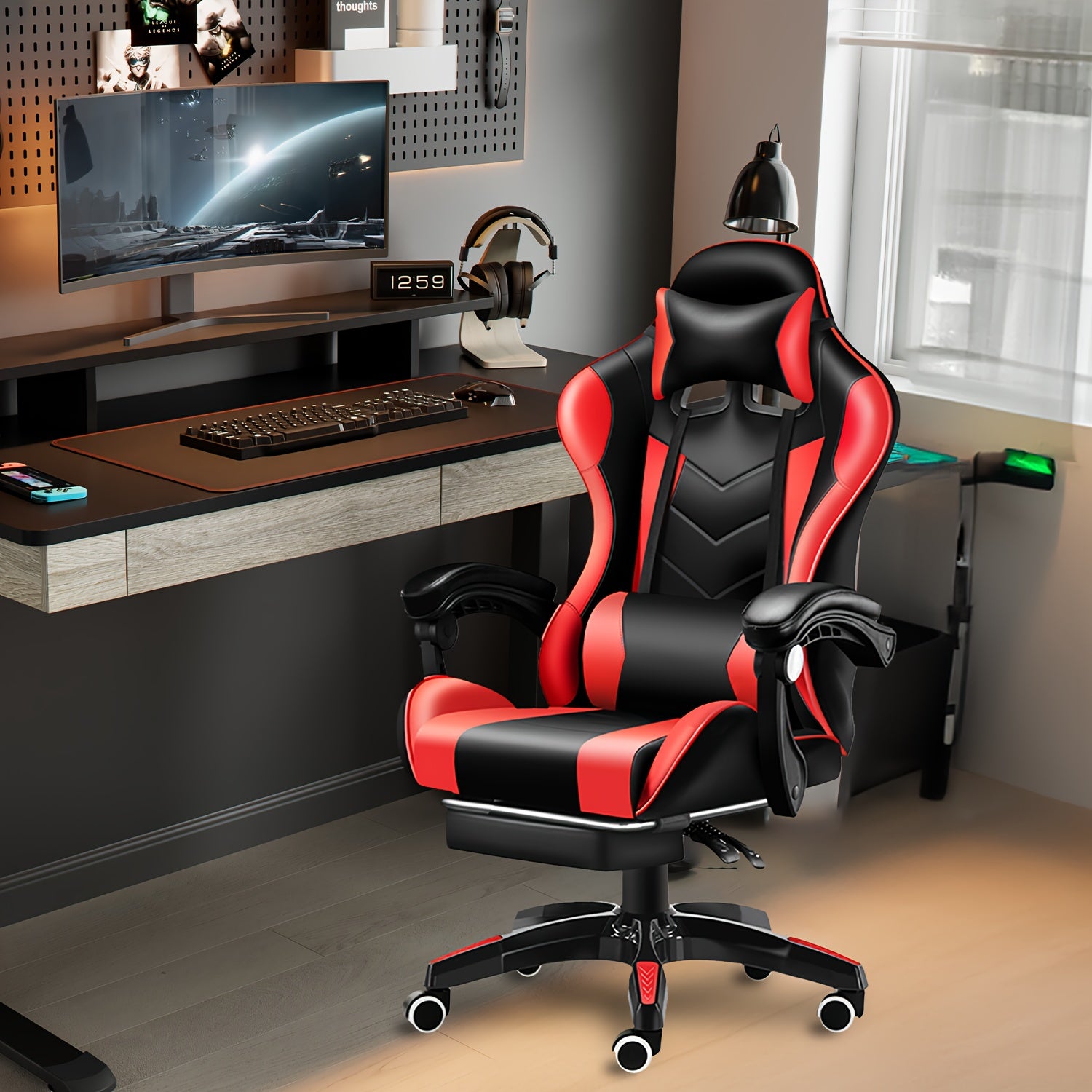 Ergonomic Gaming Chair Designed for Adults And Teens, Featuring a Racing Style Suitable for Office Use And Equipped with Lumbar Support.