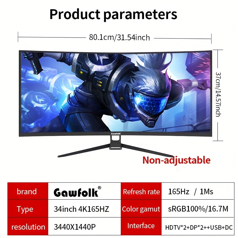 Gawfolk 32-Inch Curved Gaming Monitor 180Hz FHD 1080P, Frameless 1500R PC Computer Screen with VESA Mount, Immersive Wide-Angle View for Gaming & Multimedia, Sleek Frameless Design, High Resolution Screen