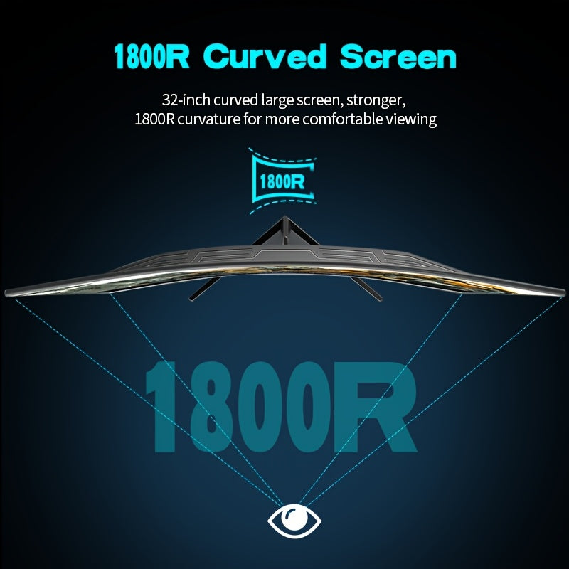 Gawfolk 32-Inch Curved Gaming Monitor 180Hz FHD 1080P, Frameless 1500R PC Computer Screen with VESA Mount, Immersive Wide-Angle View for Gaming & Multimedia, Sleek Frameless Design, High Resolution Screen