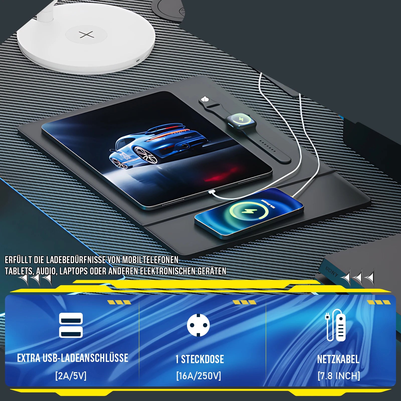 COMHOMA Desk Gaming table with Shelf, corner desk with USB charging port and socket, 120cm computer table L shape PC