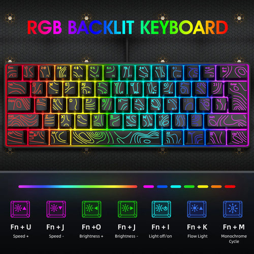 60% Gaming Keyboard 61 Key RGB Gaming Keyboard Mechanical RGB Backlit Ergonomic Design Wired Keyboard Mechanical Gaming Keyboard