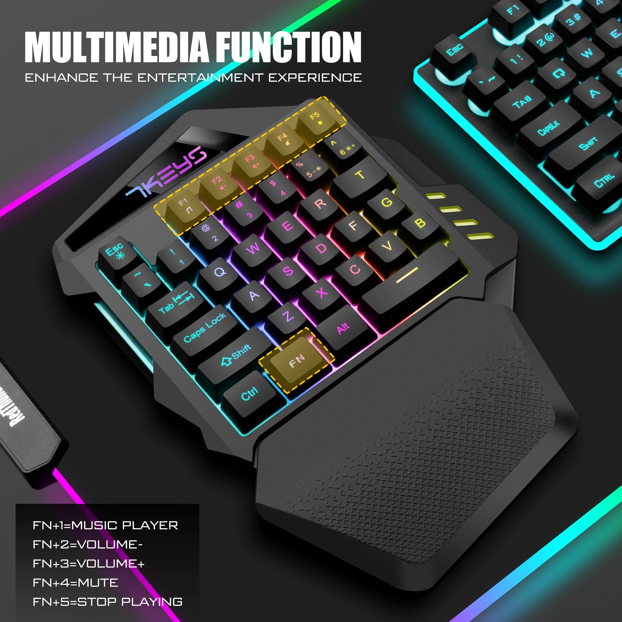 One-handed gaming keyboard 2.4G wireless light left hand gaming keyboard