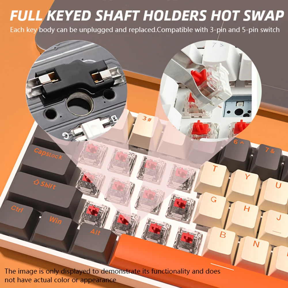 G68 Gaming Mechanical keyboard Wireless/Bluetooth Hot-Swappable 65% Keyboards Customized RGB Backlit for Gamer Tablet Computer