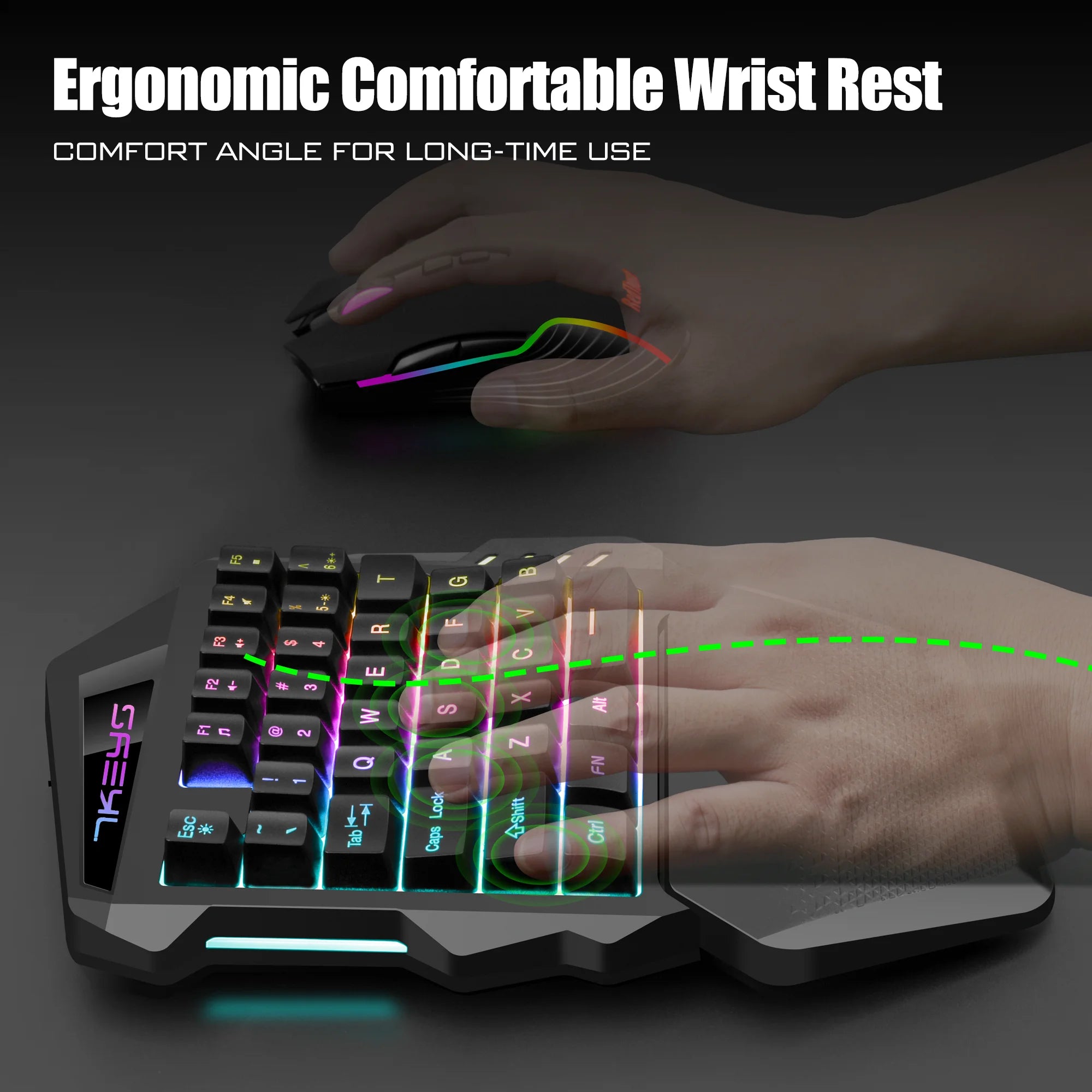 One-handed gaming keyboard 2.4G wireless light left hand gaming keyboard