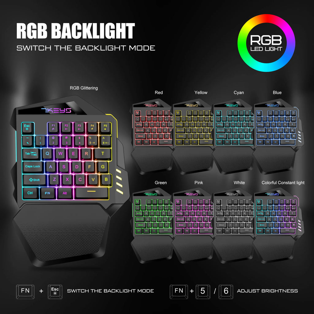 One-handed gaming keyboard 2.4G wireless light left hand gaming keyboard