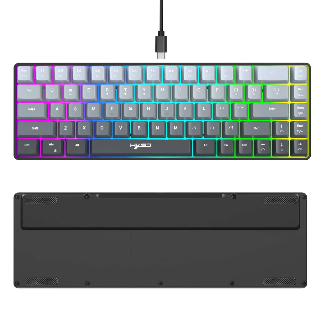 Gaming Keyboard, RGB Backlit Mini Wired Keyboard, Ultra-Compact Anti-Ghosting No-Conflict 68 Keys Membrane Gaming Wired Keyboard