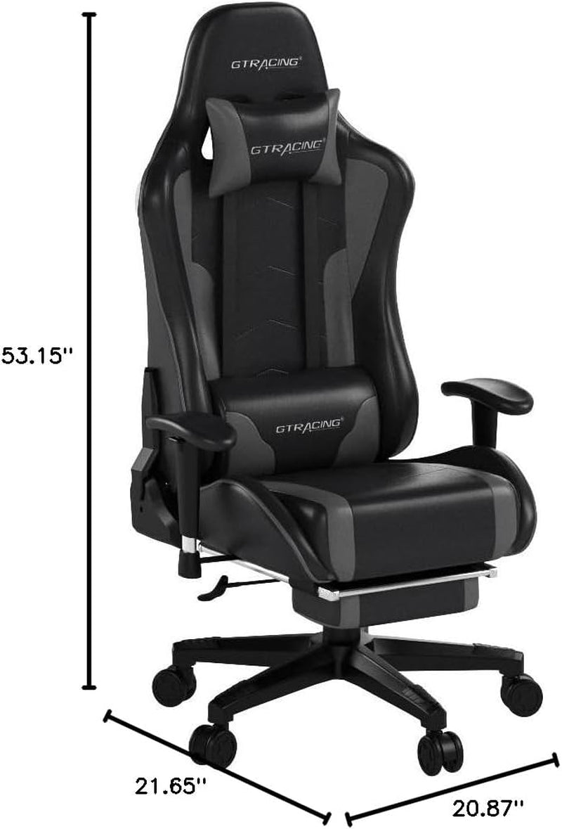 Gray Bluetooth Gaming Chair With Footrest For Home Office