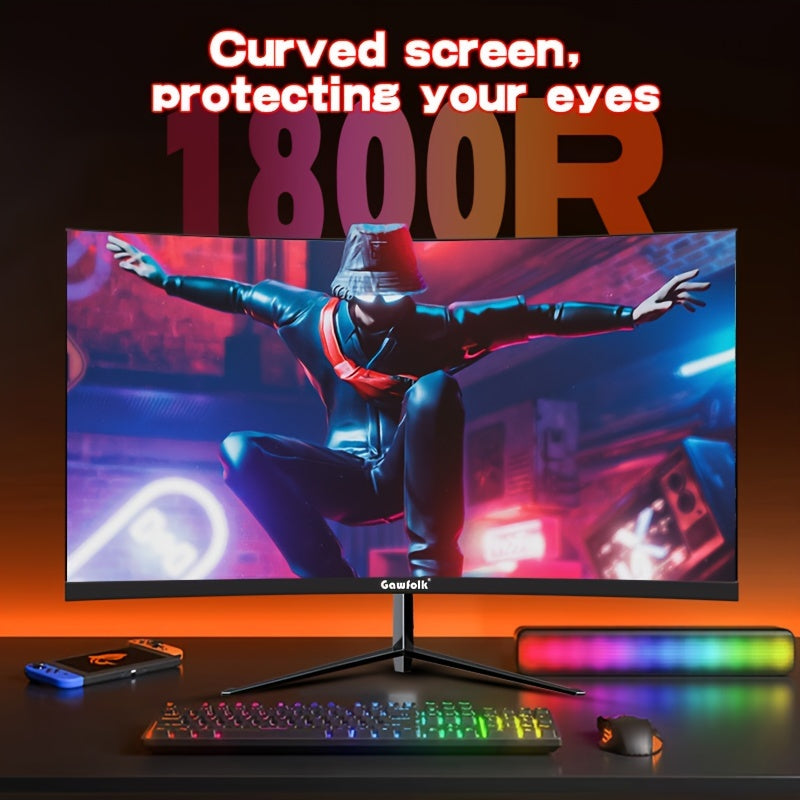 Gawfolk 32-Inch Curved Gaming Monitor 180Hz FHD 1080P, Frameless 1500R PC Computer Screen with VESA Mount, Immersive Wide-Angle View for Gaming & Multimedia, Sleek Frameless Design, High Resolution Screen