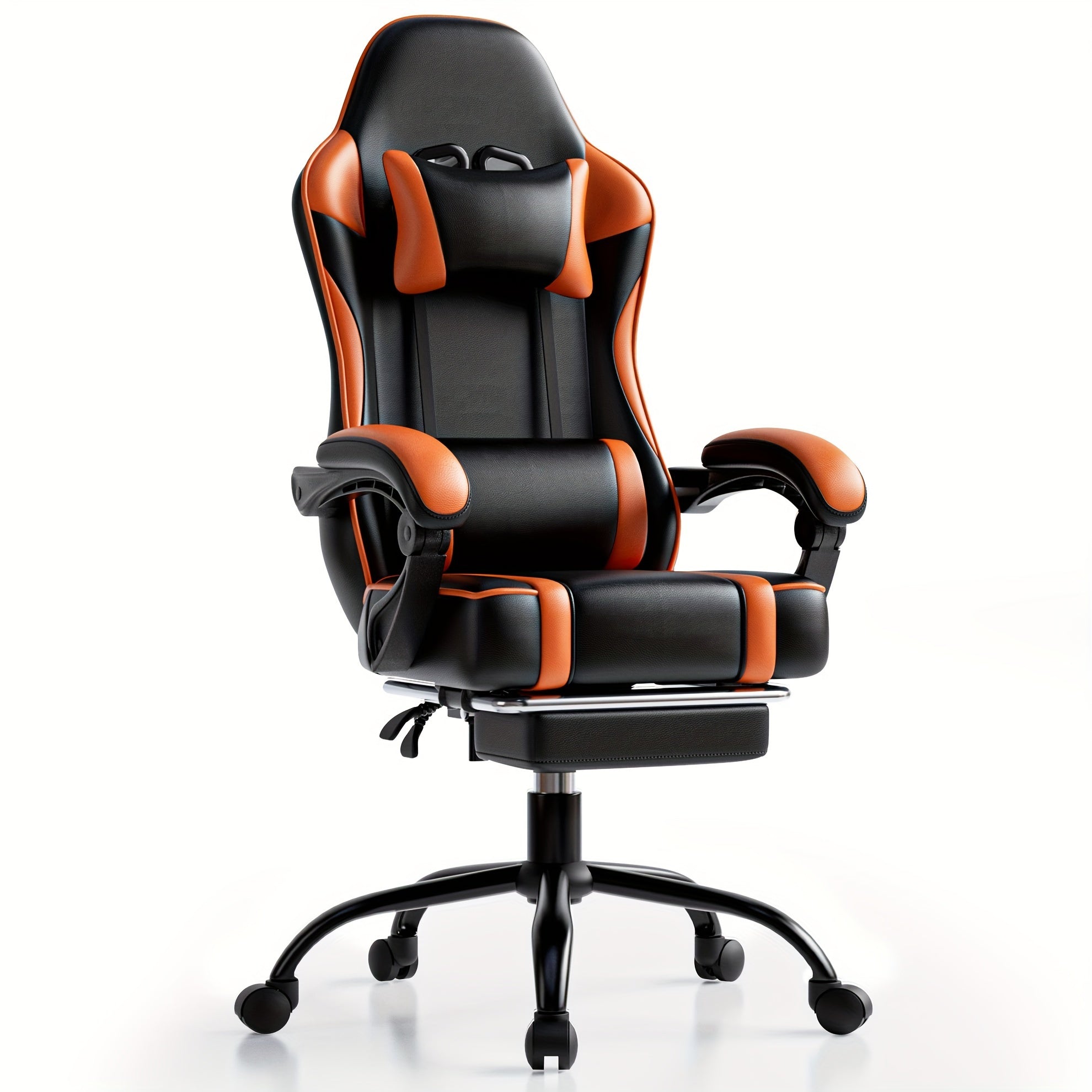 Ultimate Comfort Gaming Chair - Ergonomic Design, Reclining Function, Lumbar Support, PU Leather, Footrest, and Adjustable Armrests for Heavy Adults - Purple, Blue, and Orange Colors Available