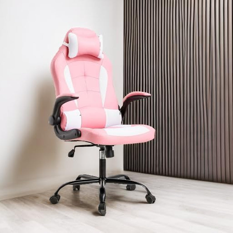 Pink Gaming Chair Ergonomic With Lumbar Support For Comfort