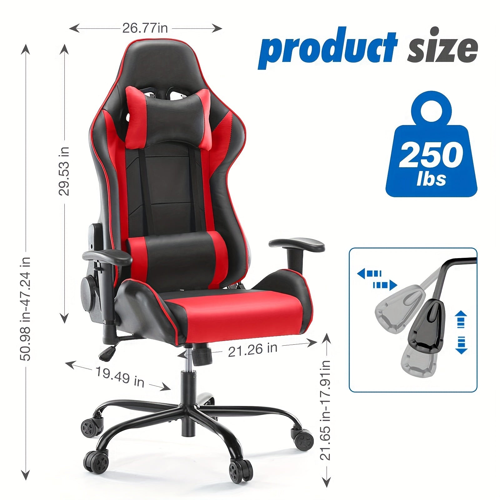 Recliner Executive Chair Ergonomic Gaming Chair Home Office Desk Chair With Wheels High Back Computer Chair With Lift Armrest, Lumbar Support, Headrest